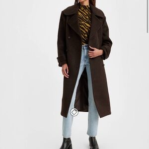 NWT Levi's Women’s Medium Brown Wooly Trench Coat